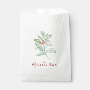 Watercolor Merry Christmas Holly & Berry Favour Ba Bags