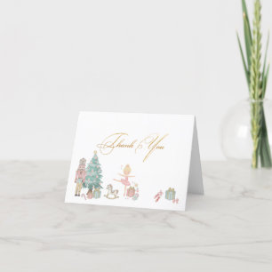 Watercolor Merry Christmas Nutcracker ballet Baby Thank You Card