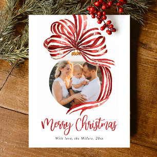 Watercolor Merry Christmas Red Holiday Postcard
