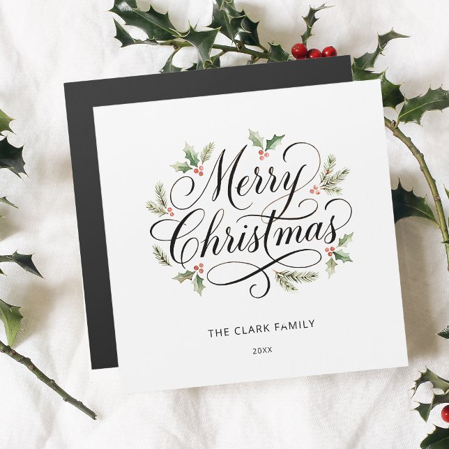 Watercolor Merry Christmas Script Botanical    (Creator Uploaded)