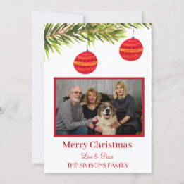 Watercolor Merry Christmas Tree Family Photo Holiday Card