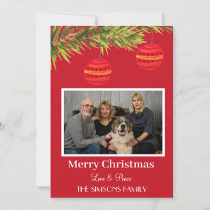 Watercolor Merry Christmas Tree Family Photo Holiday Card