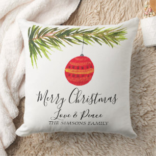 Watercolor Merry Christmas Tree Merry and bright Cushion