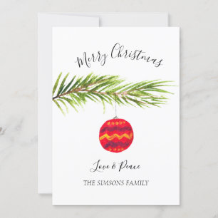 Watercolor Merry Christmas Tree Merry and bright Holiday Card