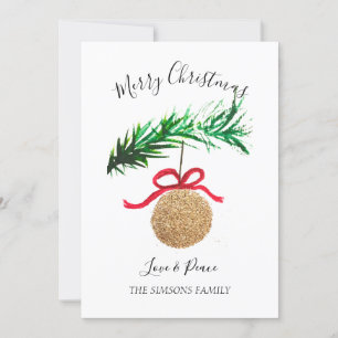 Watercolor Merry Christmas Tree Merry and bright Holiday Card