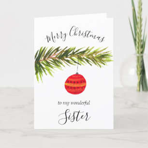 Watercolor Merry Christmas Tree Merry and Bright Holiday Card