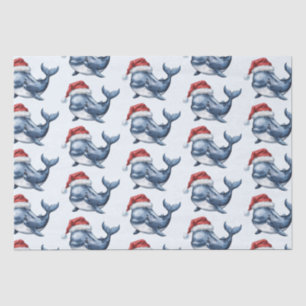 Watercolor Merry Christmas Whale Drawing Tissue Paper