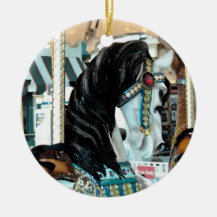 Watercolor Merry-Go-Round Horse Ceramic Tree Decoration