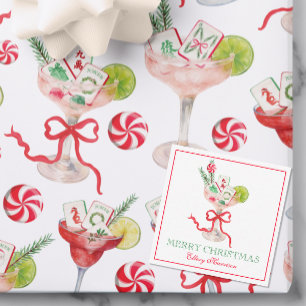 Watercolor Merry Mahjong Christmas Cocktail Party Card