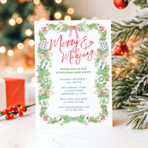 Watercolor Merry & Mahjong Christmas Garland Party