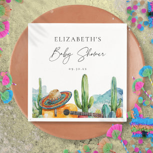 Watercolor Mexican Cactus Fiesta Baby Shower Napkin