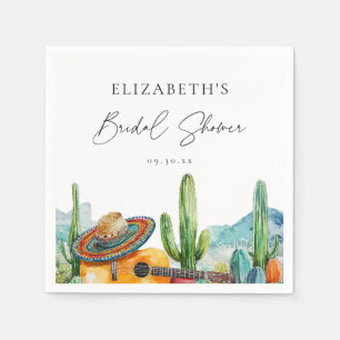 Watercolor Mexican Cactus Fiesta Bridal Shower Napkin