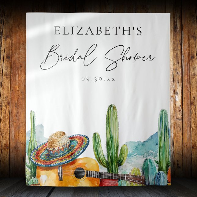 Watercolor Mexican Fiesta Bridal Shower Backdrop Tapestry (Watercolor Mexican Fiesta Bridal Shower Backdrop)