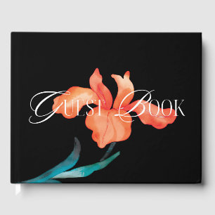 Watercolor Mexican Fiesta Flower Wedding Black Guest Book