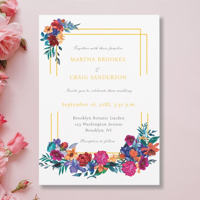 Watercolor Mexican Fiesta Flower Wedding Invitation (Creator Uploaded)