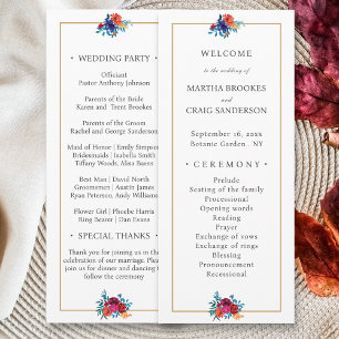 Watercolor Mexican Fiesta Flower Wedding Programme