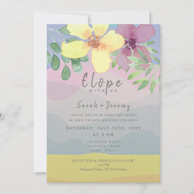 Watercolor Micro Wedding Invitation (Front)