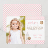 Watercolor Milk And Cookies Birthday Party Photo