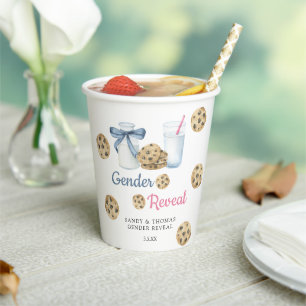 Watercolor Milk & Cookies Gender Reveal Paper Cups