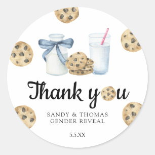 Watercolor Milk & Cookies Thank you gender reveal Classic Round Sticker