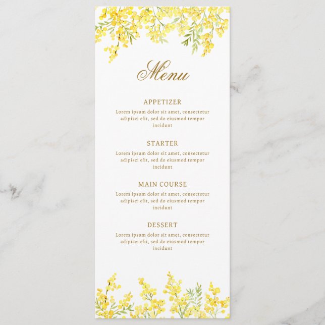 Watercolor Mimosa Classic Menu (Front)