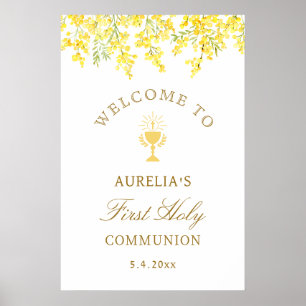 Watercolor Mimosa First Communion Welcome Poster