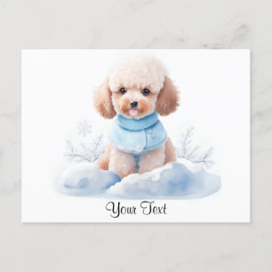 Watercolor Miniature Apricot Poodle Puppy Dog Postcard