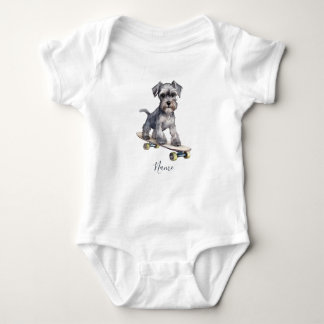 Watercolor Miniature Schnauzer Baby Bodysuit
