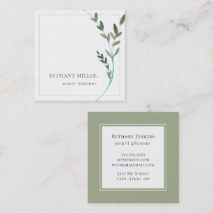  Watercolor Minimal Greenery Business Card