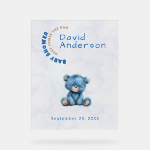 Watercolor minimalist baby shower boy acrylic sign