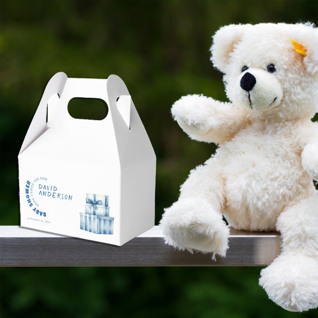 Watercolor minimalist baby shower boy favour box (Creator Uploaded)