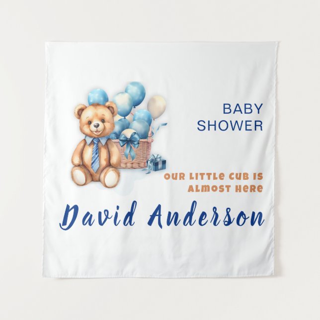 Watercolor minimalist baby shower boy tapestry (Front)