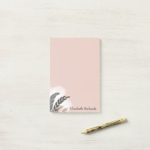Watercolor minimalist feathers personalised post-it notes