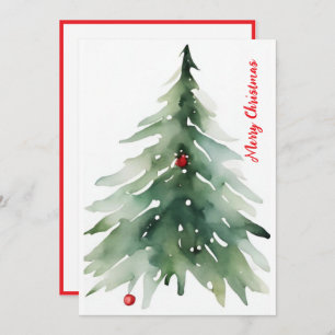 Watercolor Minimalist Green Corporate Christmas Holiday Card