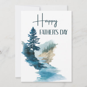 Watercolor Minimalist Happy Father's Day Holiday Card