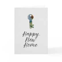 Watercolor Minimalist Key Happy New Home Card
