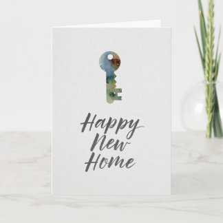 Watercolor Minimalist Key Happy New Home Card