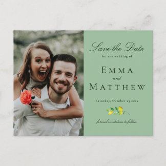 Watercolor MInimalist Lemon Photo Announcement Postcard