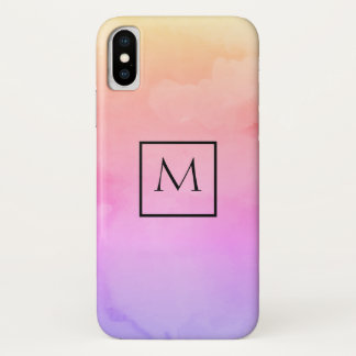 Watercolor Minimalist Rectangle Monogram Case-Mate iPhone Case