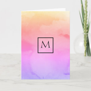 Watercolor Minimalist Rectangle Monogram Note Card