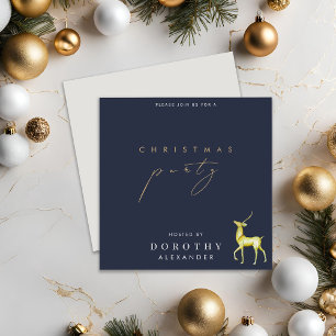 Watercolor Minimalist Reindeer Christmas Party Invitation