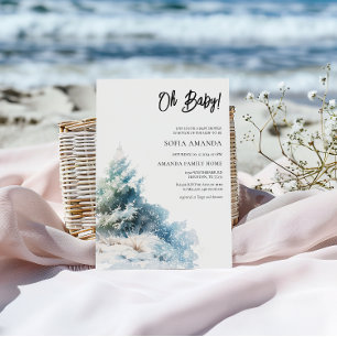 Watercolor Minimalist Winter Baby Shower Invitation