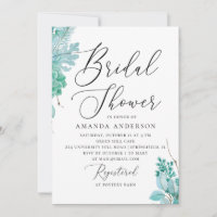 Watercolor mint floral succulents bridal shower