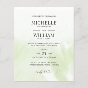 Watercolor Mint Green Plain Elegant Budget Wedding