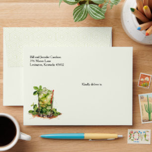 Watercolor Mint Julep Derby Envelope