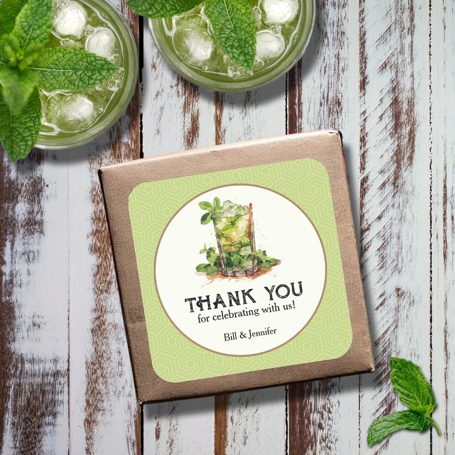 Watercolor Mint Julep Derby Square Sticker (Watercolor Mint Julep Talk Derby to Me Square Stickers - 2 sizes available)