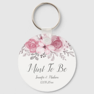Watercolor mint to be wedding Keychain