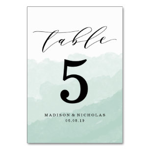 Watercolor Mist Personalised Table Number Card