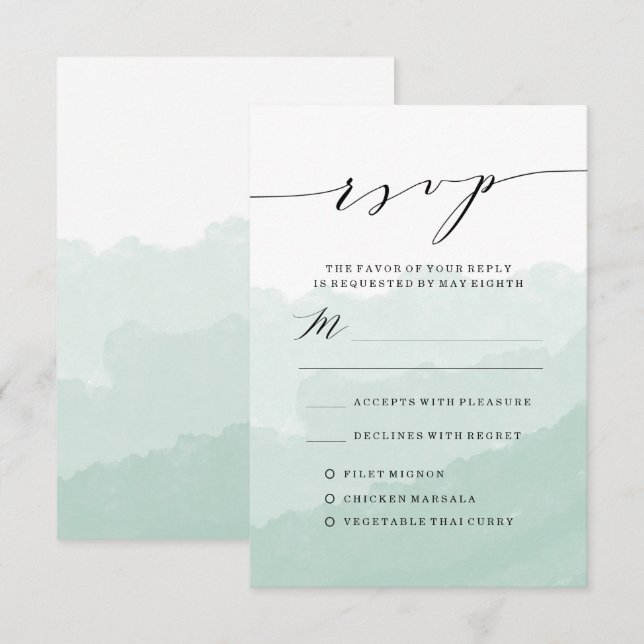 Watercolor Mist | Wedding RSVP Card (Front/Back)
