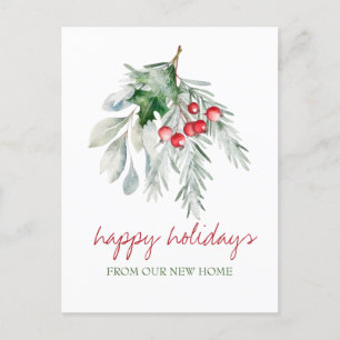 Watercolor Mistletoe Announcement Postcard